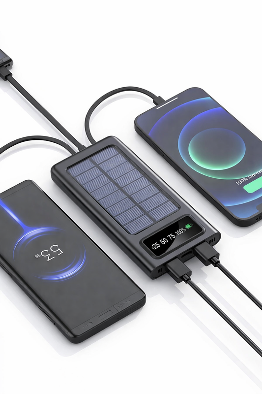 Solar Power Bank 20000CmAh, Fast Charging Built in Cable